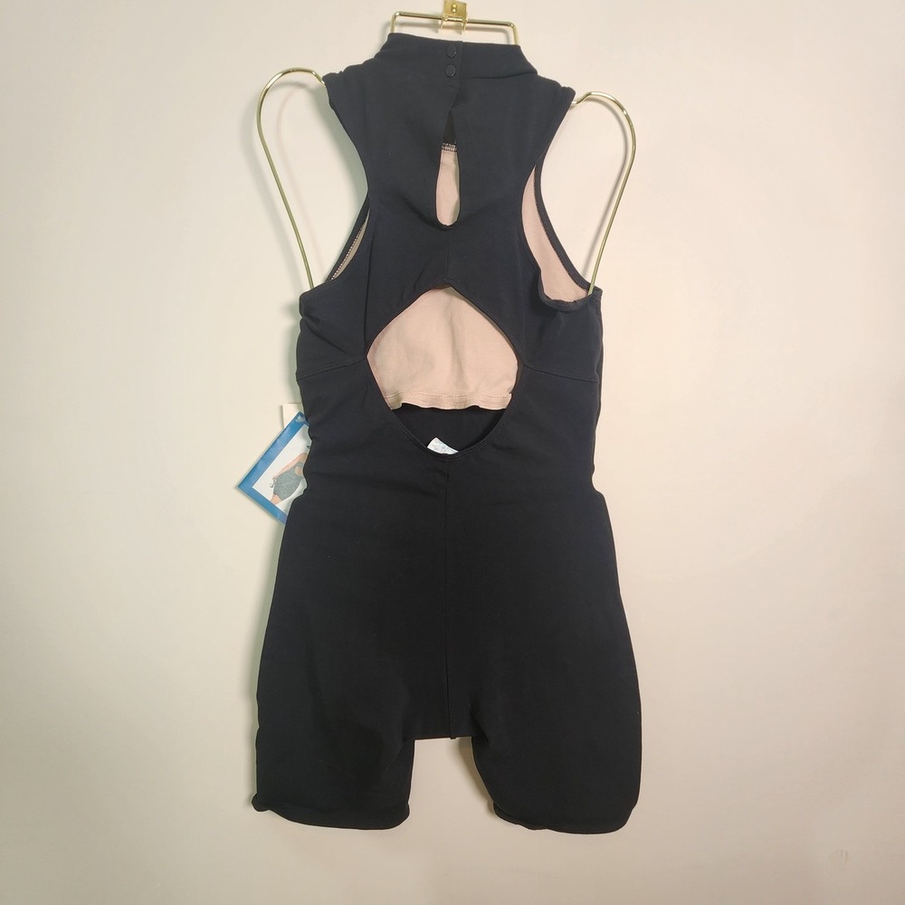 Gilda Marx Breathable Unitard Romper M/M NWT Black Mock Neck Cutout Pilates Yoga